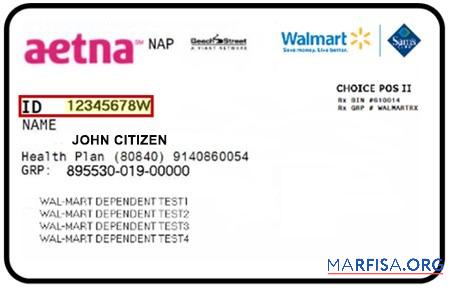 Blank New York Aetna Inc. health insurance card real example